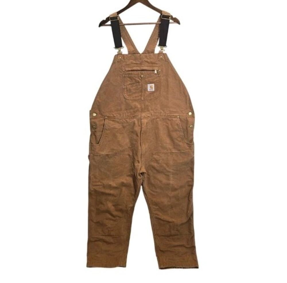 Carhartt Duck Bib Overalls Mens Size 48 x 30 Brown Relaxed Fit R01-M Workwear